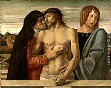Christ Canvas Paintings - Dead Christ Supported by the Madonna and St. John